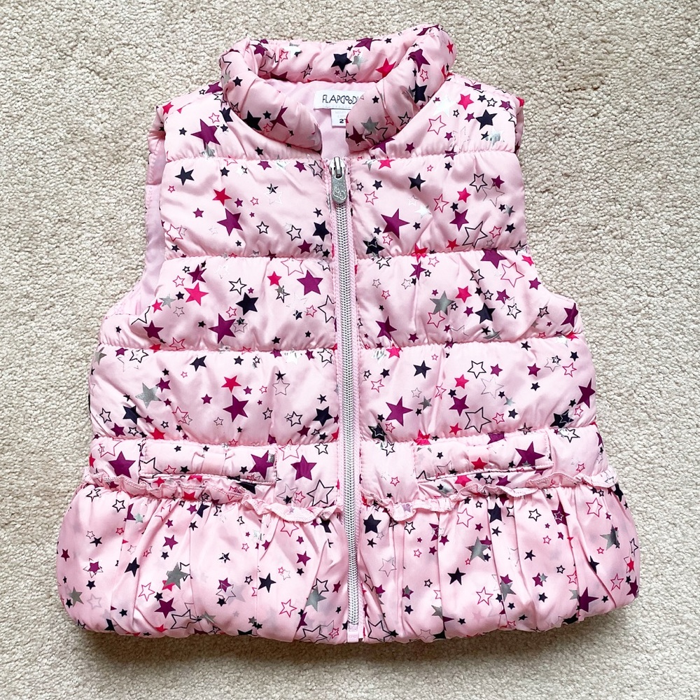 🎆Flapdoodles | Pink star down puffer vest